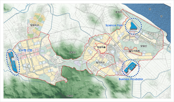 도시지원시설용지 계획에 대한 지도